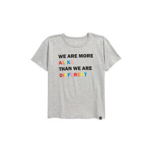 Treasure & Bond Kids Cotton T-Shirt Heather Grey We Are More Alike Size L 10-12